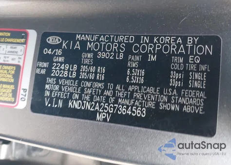 2016 Kia Soul from USA, damaged, VIN KNDJN2A25G7364563